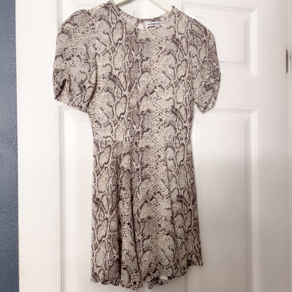 Reformation Gracie Python Dress Snakeskin Print D… - image 5